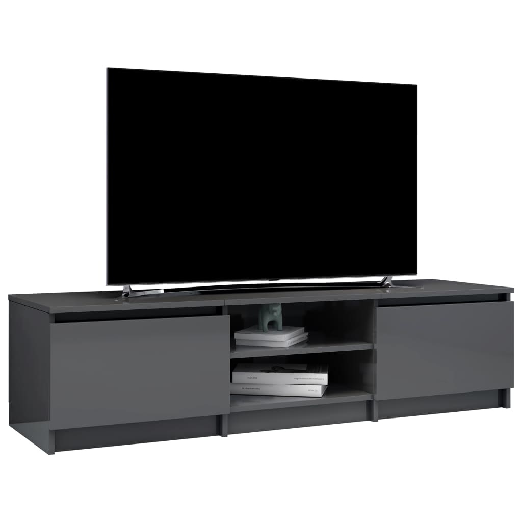 Tv-meubel 140x40x35,5 cm bewerkt hout hoogglans grijs