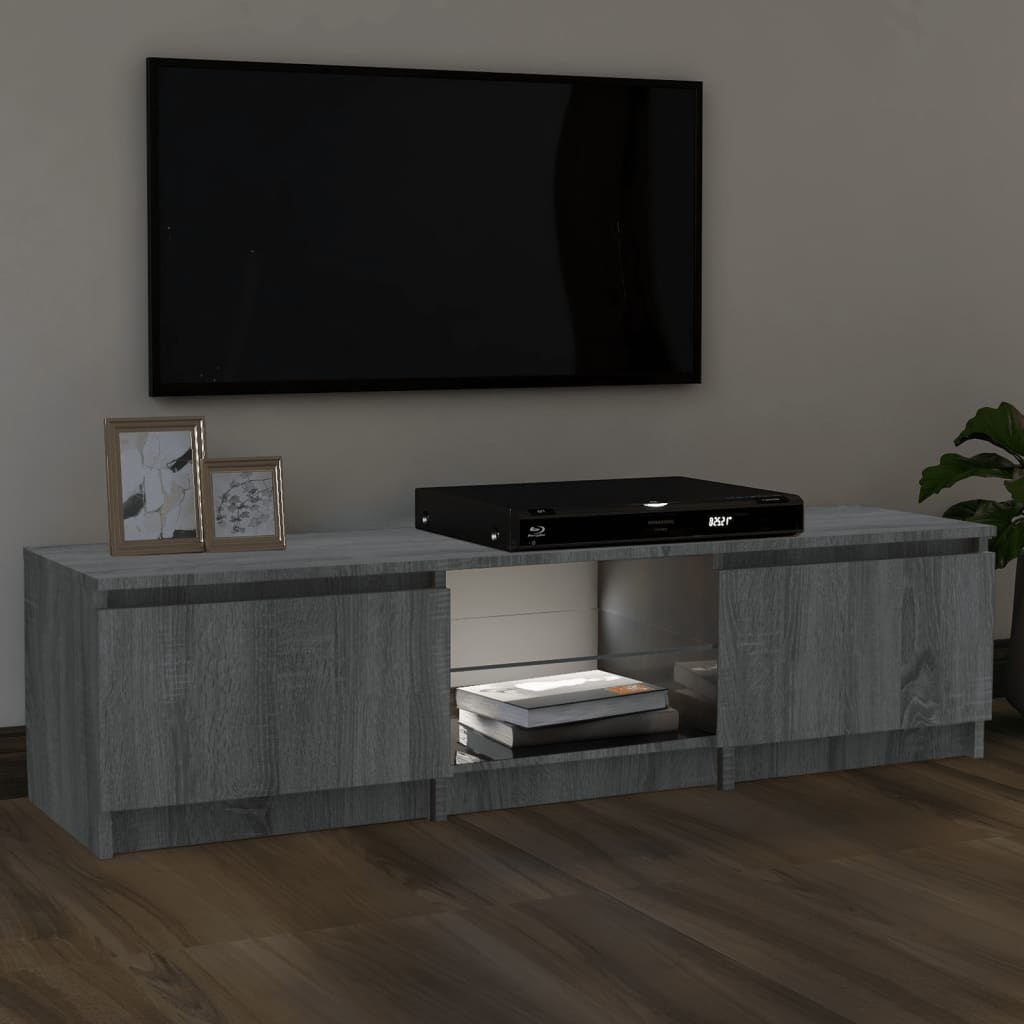 Tv-meubel met LED-verlichting 140x40x35,5 cm grijs sonoma eiken