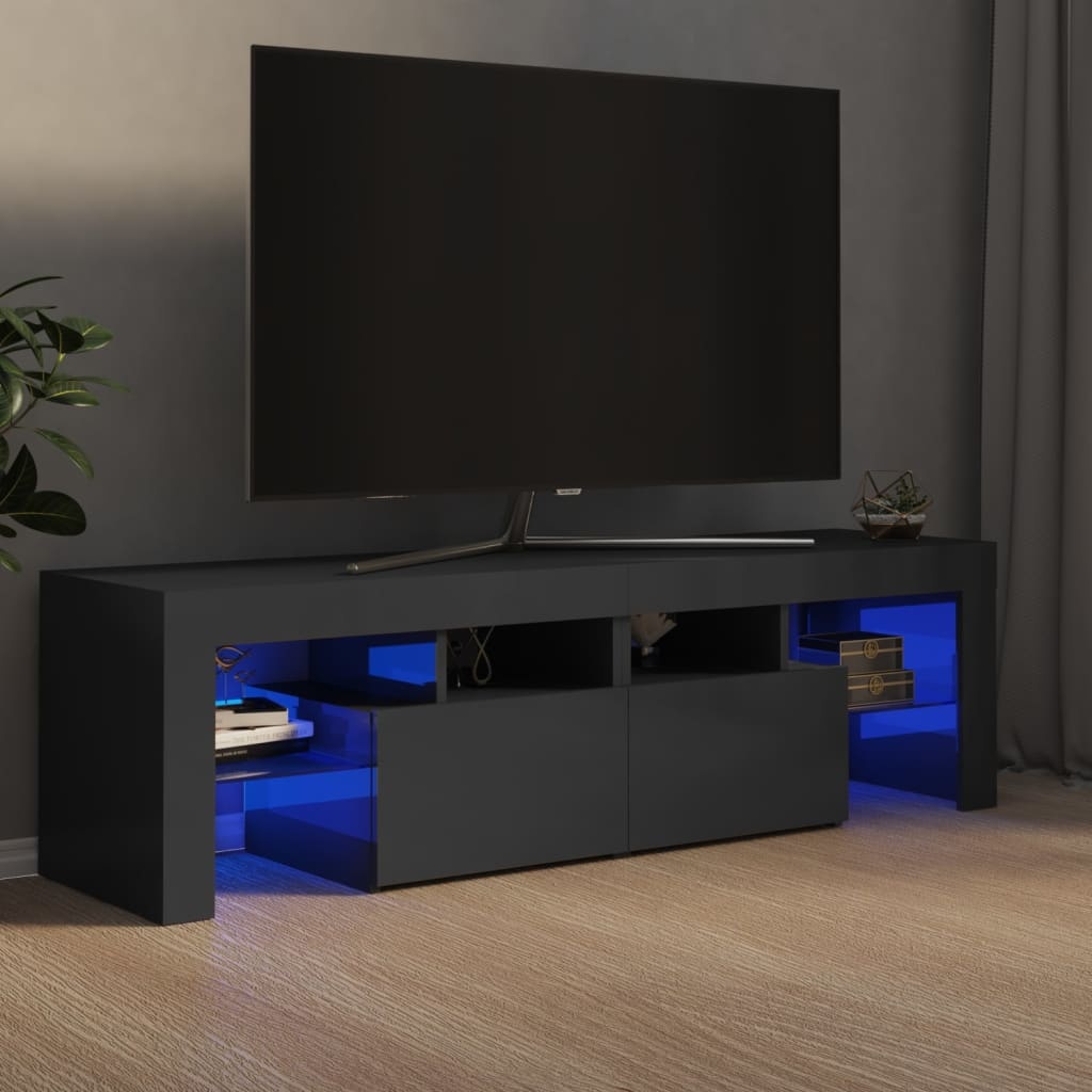 Tv-meubel met LED-verlichting 140x36,5x40 cm hoogglans grijs