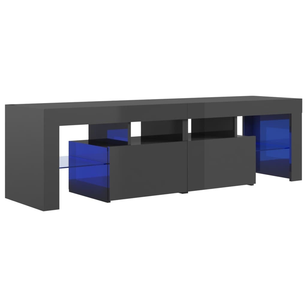 Tv-meubel met LED-verlichting 140x36,5x40 cm hoogglans grijs
