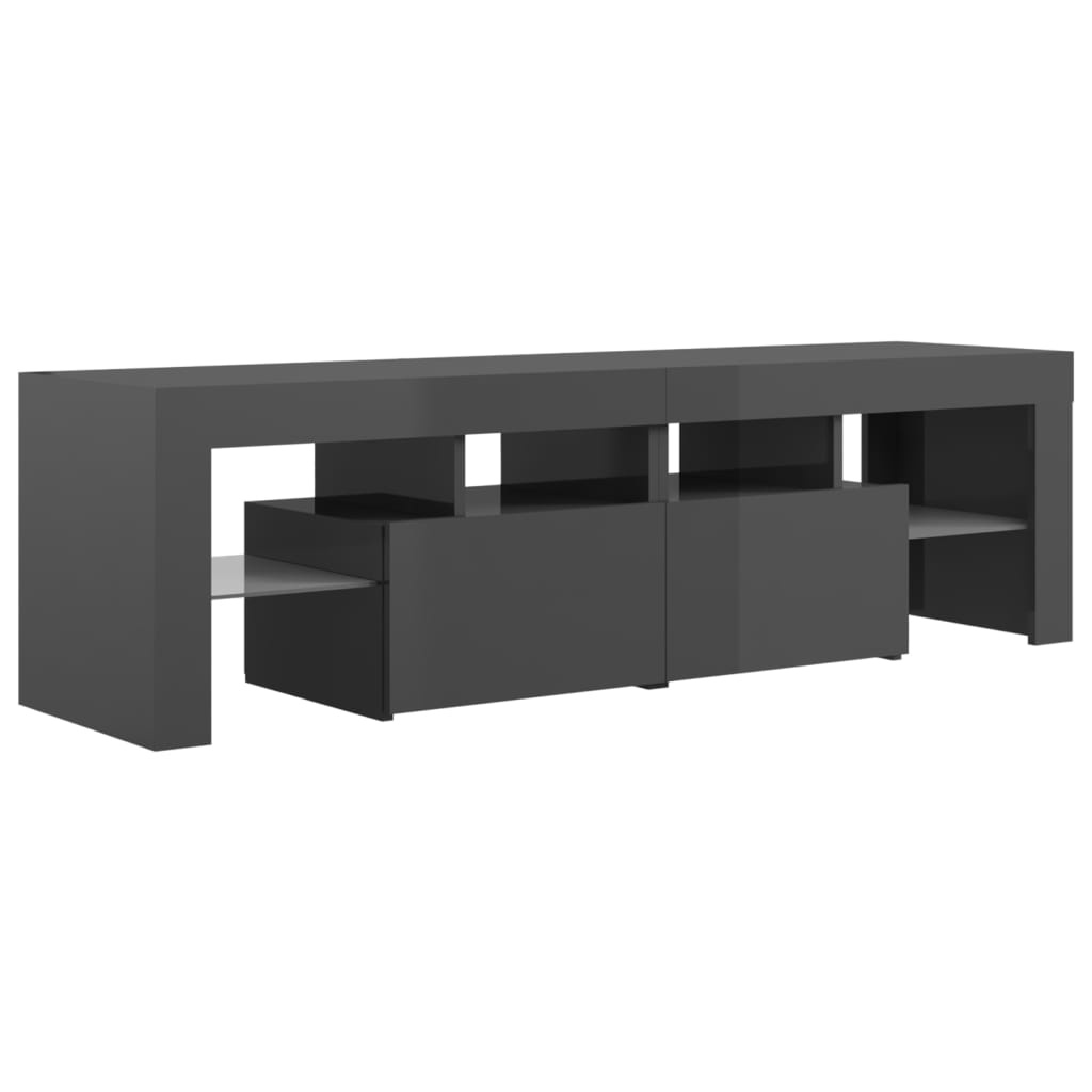 Tv-meubel met LED-verlichting 140x36,5x40 cm hoogglans grijs