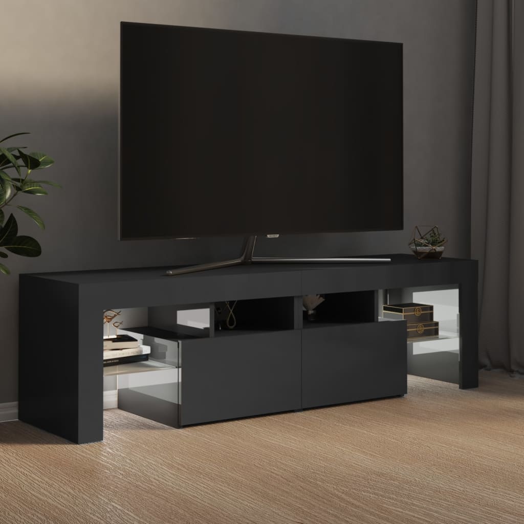 Tv-meubel met LED-verlichting 140x36,5x40 cm hoogglans grijs
