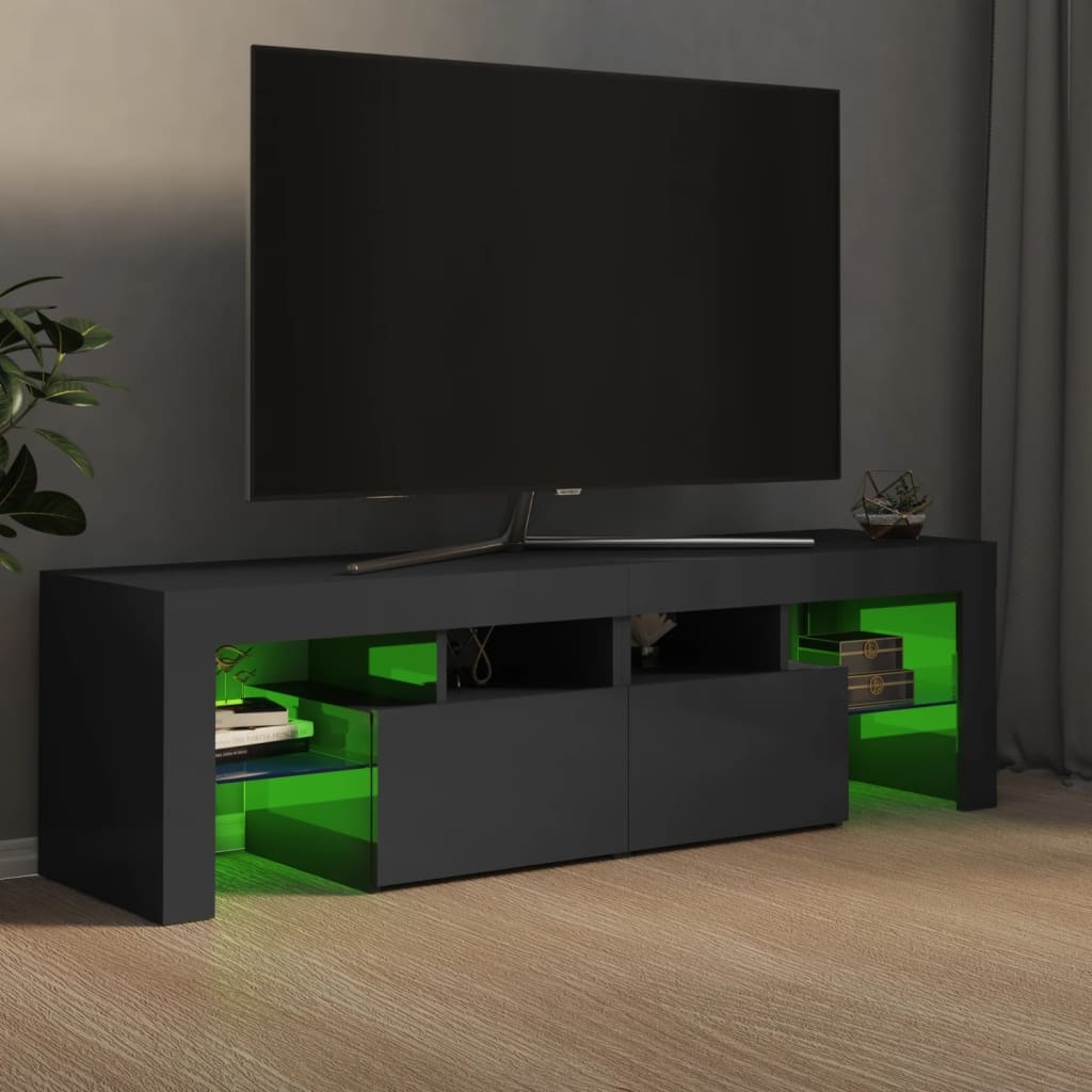 Tv-meubel met LED-verlichting 140x36,5x40 cm hoogglans grijs