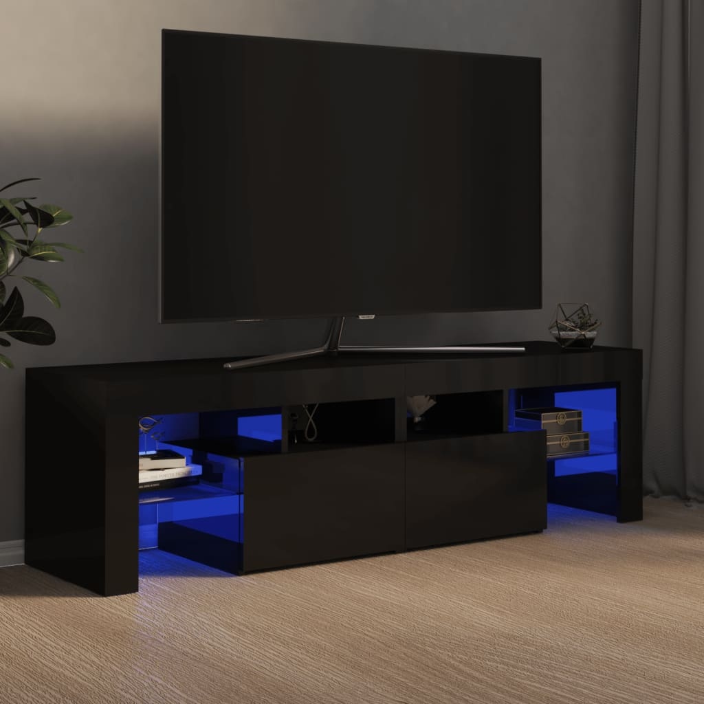 Tv-meubel met LED-verlichting 140x36,5x40 cm hoogglans zwart