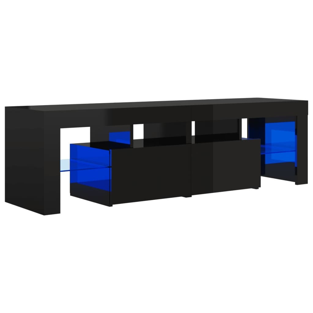 Tv-meubel met LED-verlichting 140x36,5x40 cm hoogglans zwart