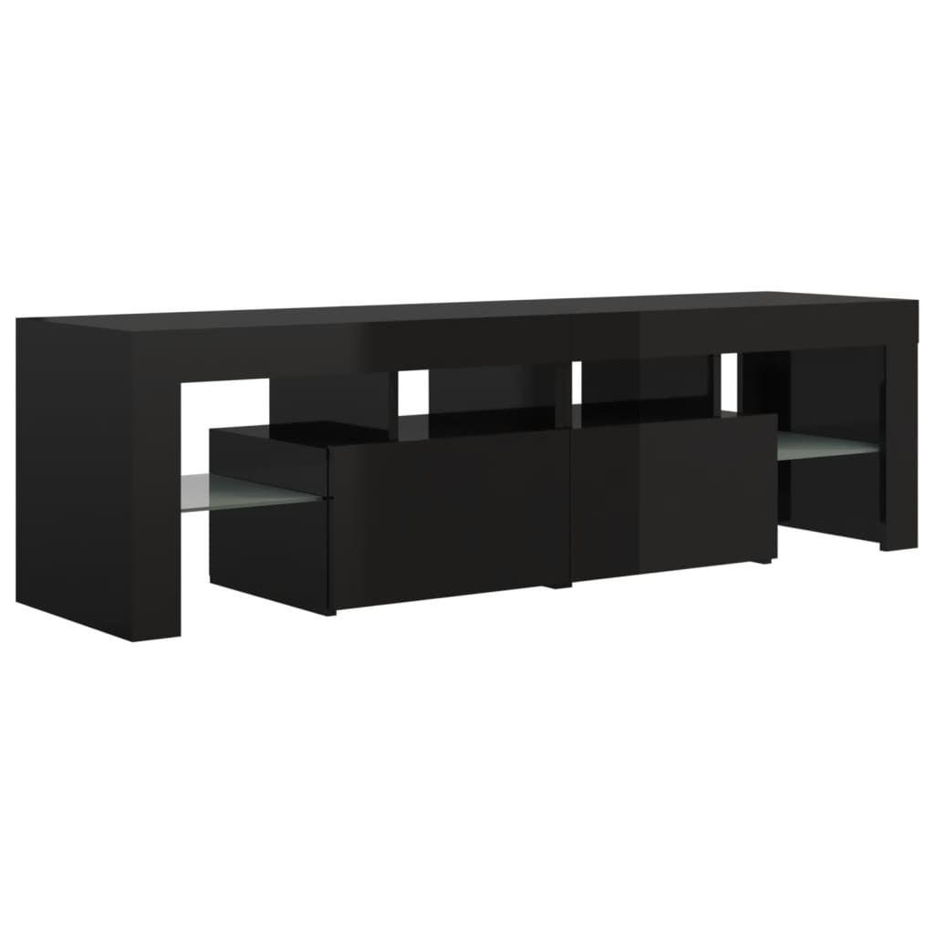 Tv-meubel met LED-verlichting 140x36,5x40 cm hoogglans zwart