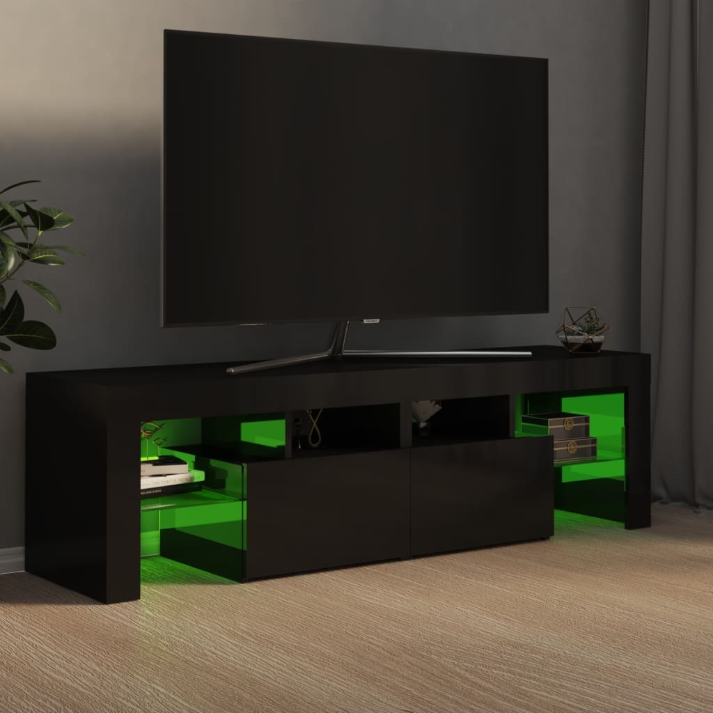 Tv-meubel met LED-verlichting 140x36,5x40 cm hoogglans zwart