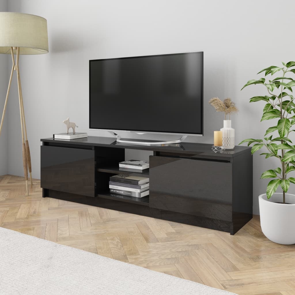 Tv-meubel 120x30x35,5 cm bewerkt hout hoogglans zwart