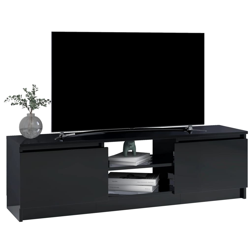Tv-meubel 120x30x35,5 cm bewerkt hout hoogglans zwart