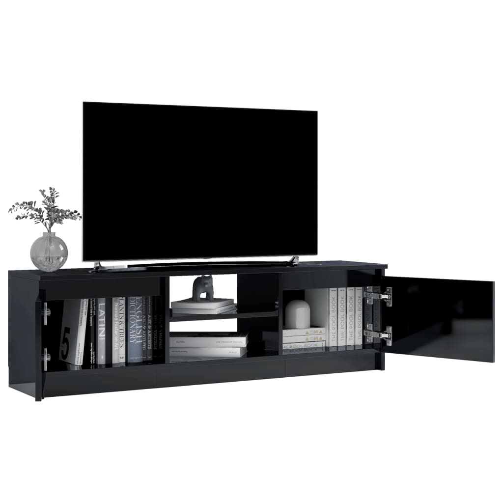 Tv-meubel 120x30x35,5 cm bewerkt hout hoogglans zwart