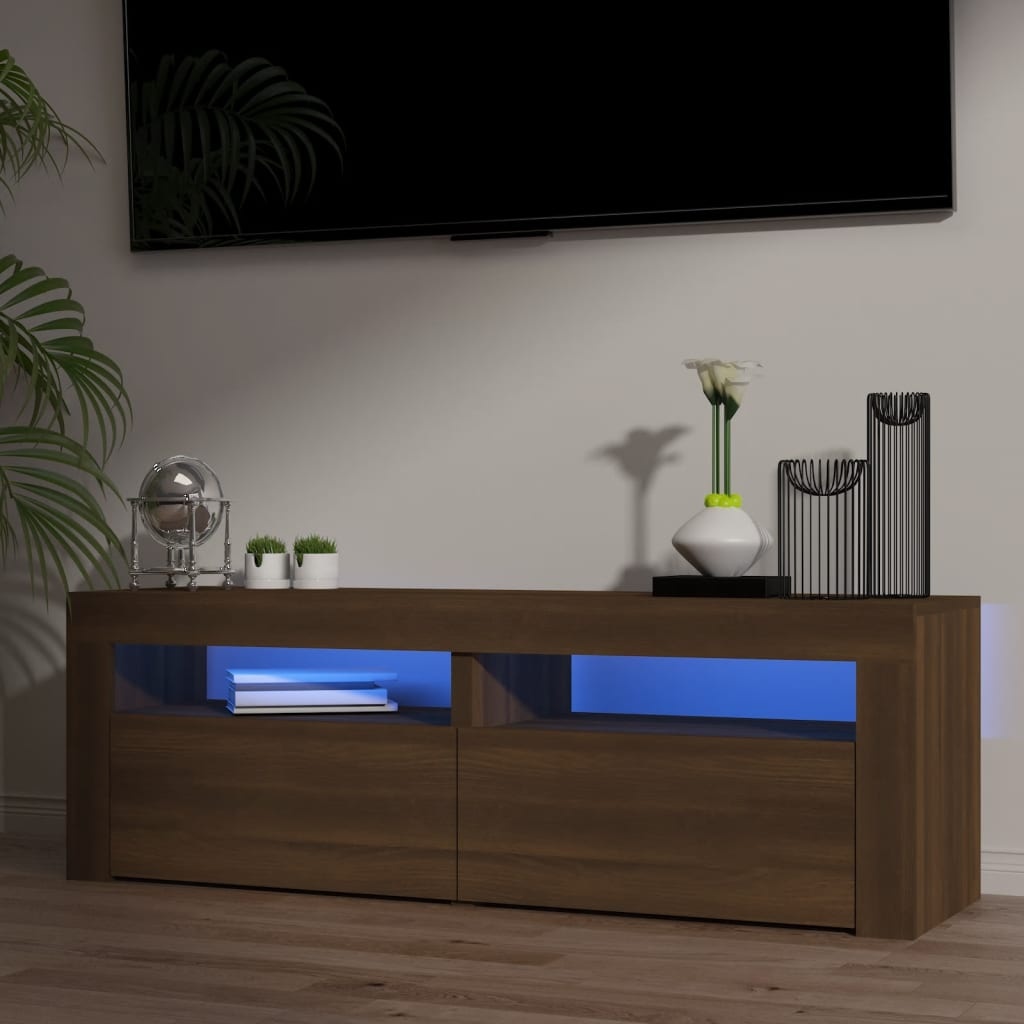 Tv-meubel met LED-verlichting 120x35x40 cm bruineikenkleurig