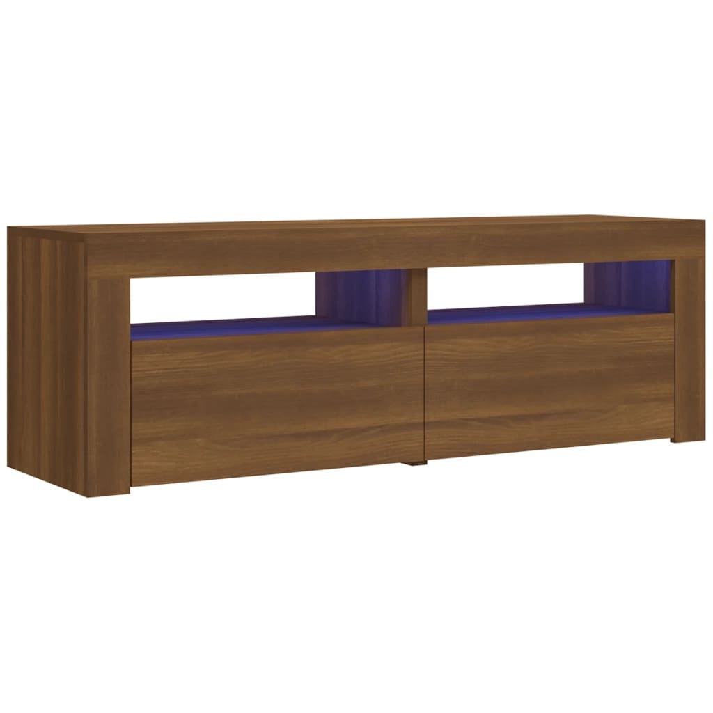 Tv-meubel met LED-verlichting 120x35x40 cm bruineikenkleurig