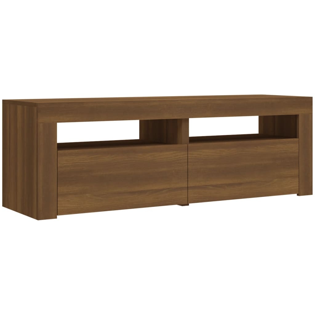 Tv-meubel met LED-verlichting 120x35x40 cm bruineikenkleurig