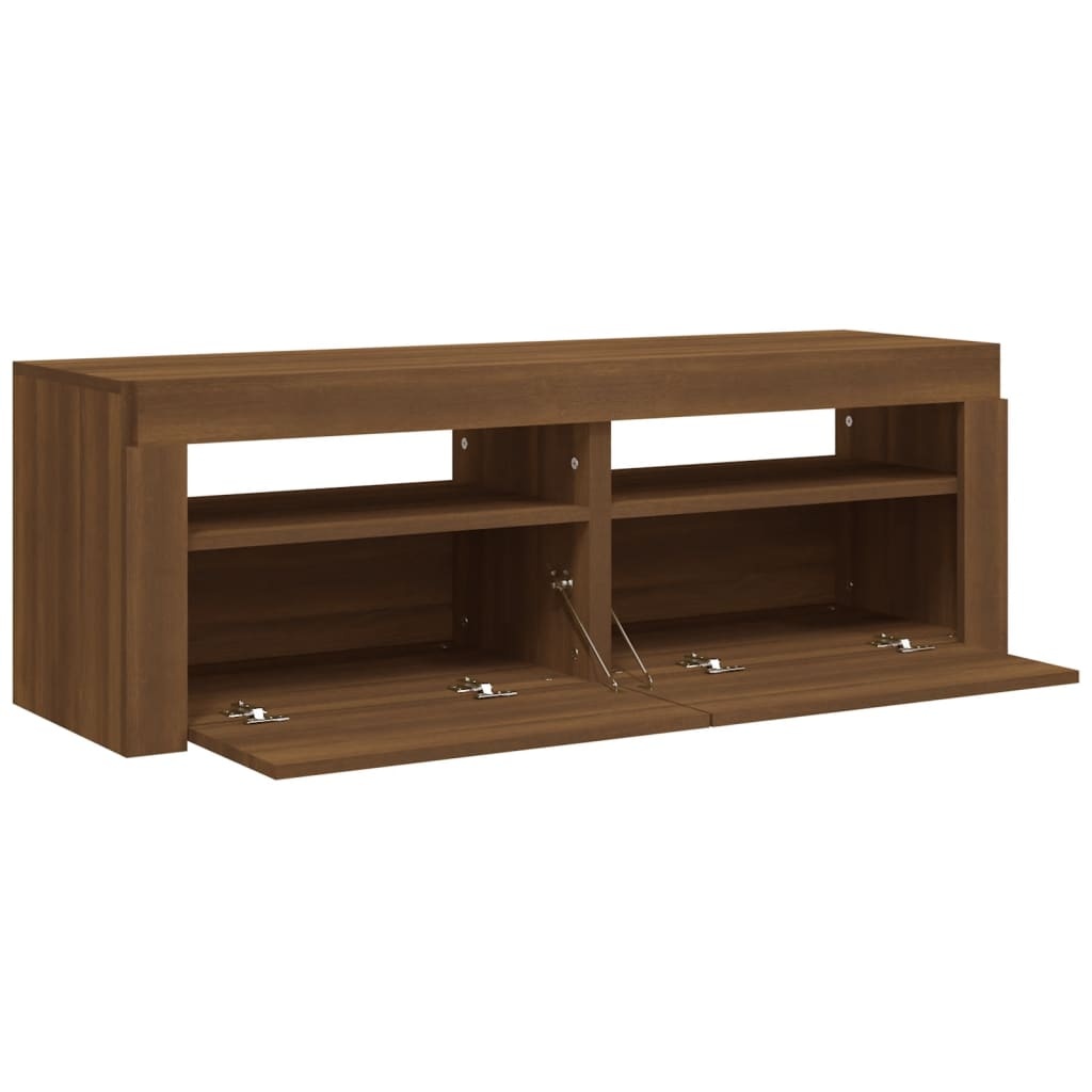 Tv-meubel met LED-verlichting 120x35x40 cm bruineikenkleurig