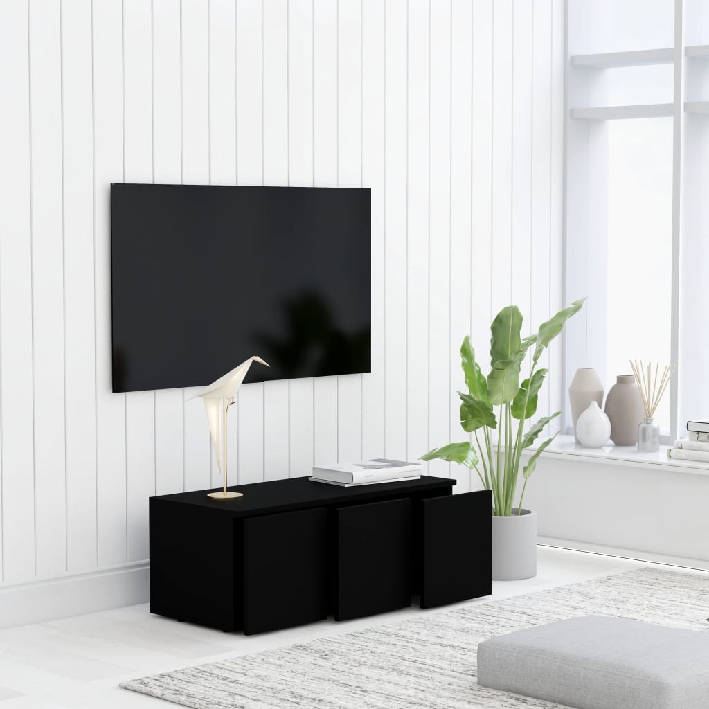 Tv-meubel 80x34x30 cm spaanplaat zwart