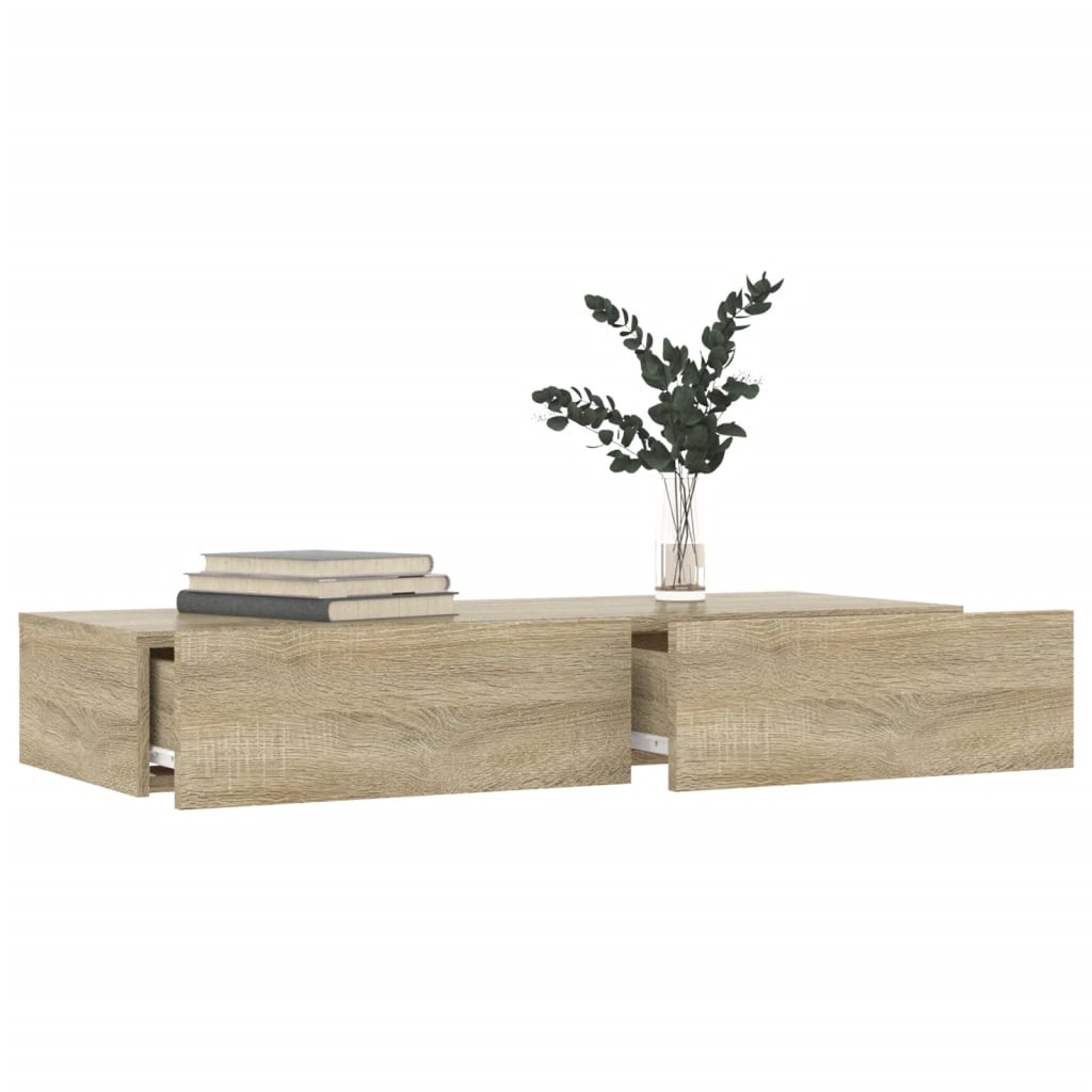Tv-meubel met LED-verlichting 90x35x15,5 cm sonoma eikenkleurig