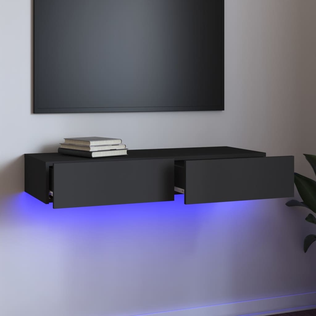 Tv-meubel met LED-verlichting 90x35x15,5 cm grijs
