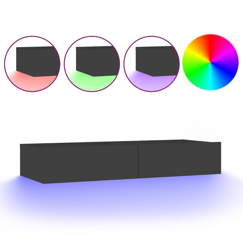 Tv-meubel met LED-verlichting 90x35x15,5 cm grijs