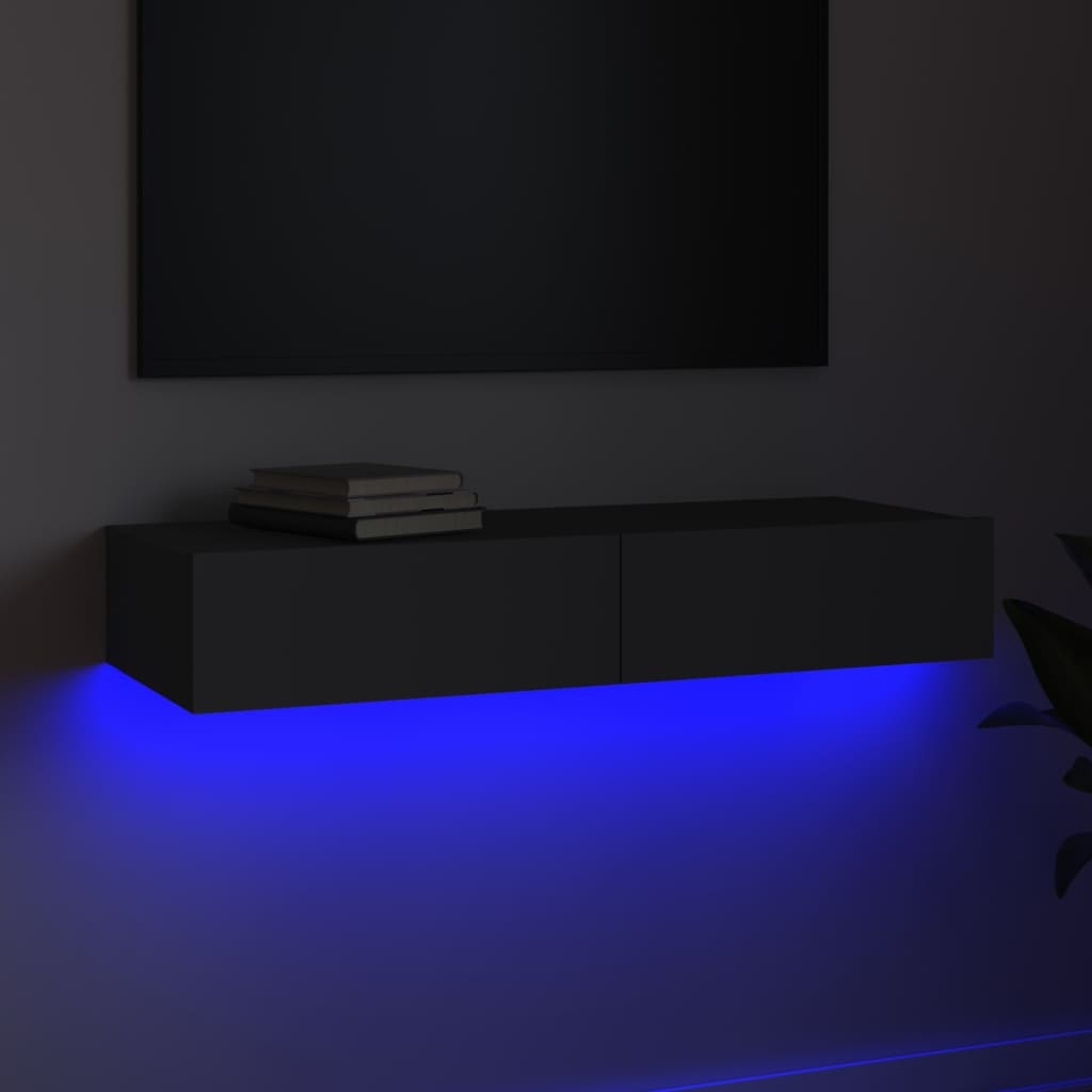 Tv-meubel met LED-verlichting 90x35x15,5 cm grijs