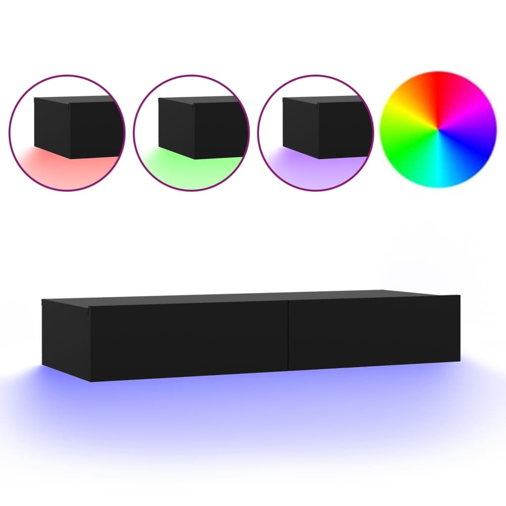 Tv-meubel met LED-verlichting 90x35x15,5 cm zwart