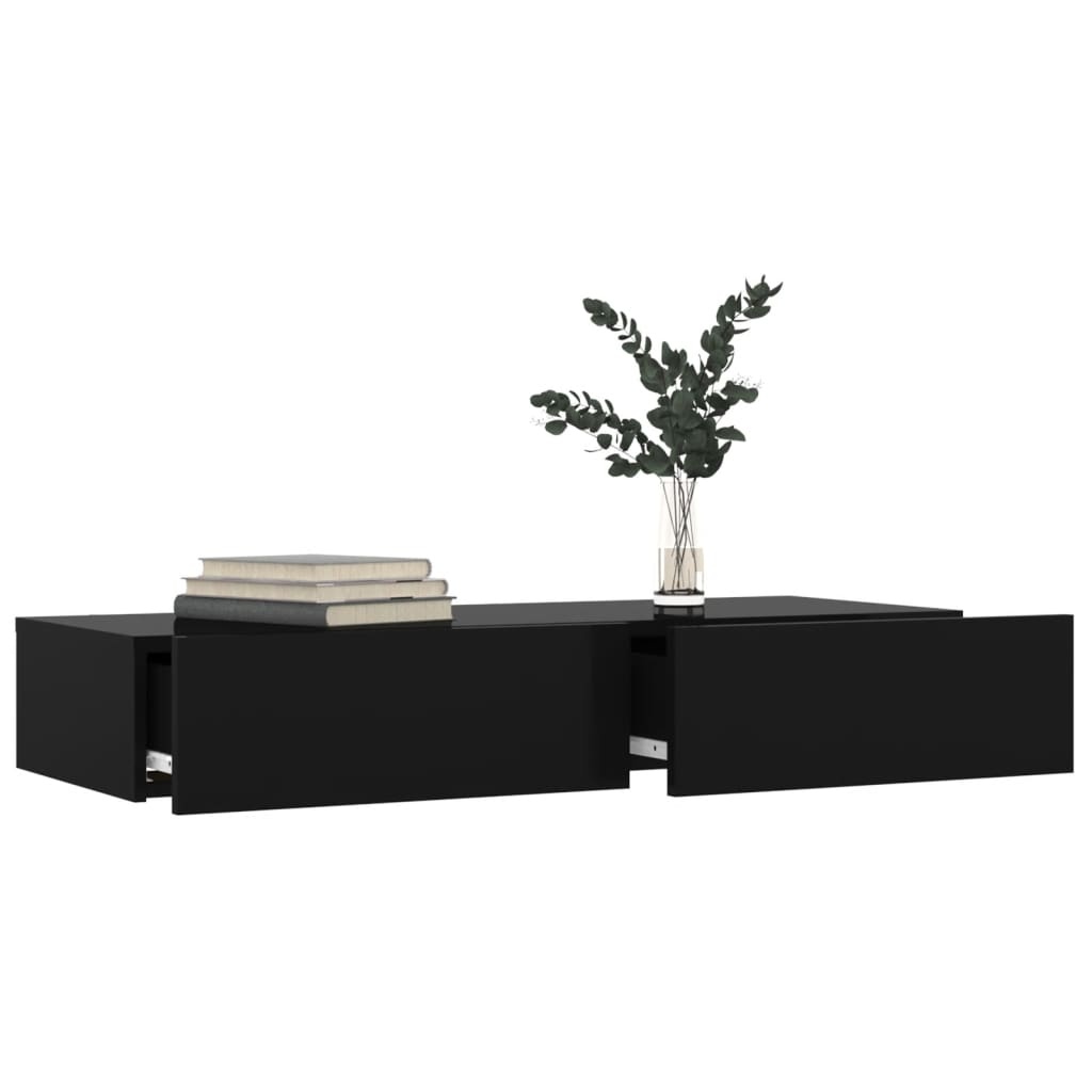 Tv-meubel met LED-verlichting 90x35x15,5 cm zwart
