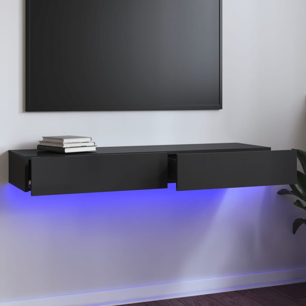 Tv-meubel met LED-verlichting 120x35x15,5 cm hoogglans grijs