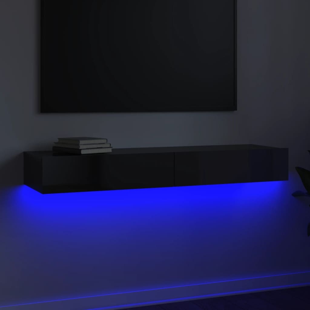 Tv-meubel met LED-verlichting 120x35x15,5 cm hoogglans grijs