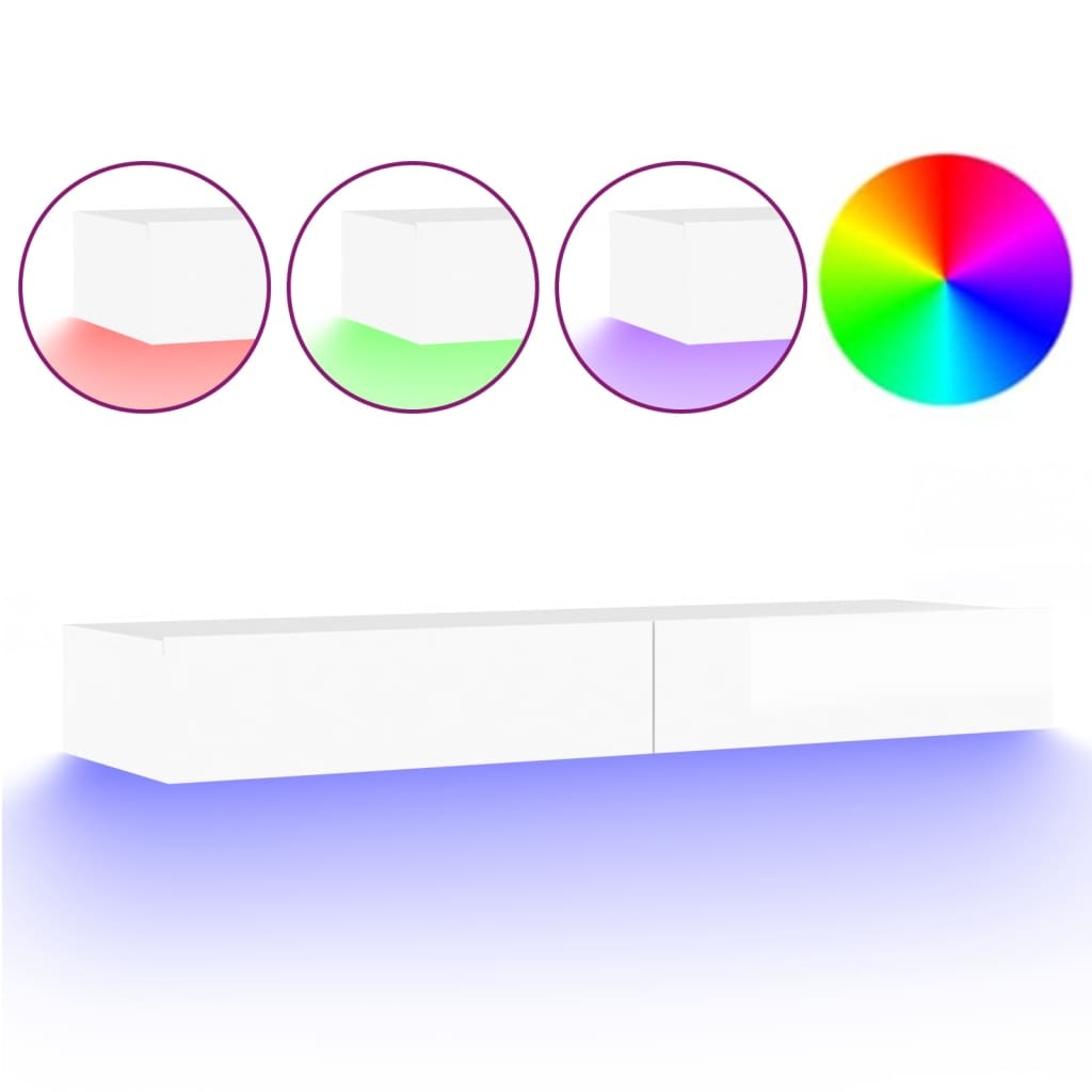 Tv-meubel met LED-verlichting 120x35x15,5 cm hoogglans wit