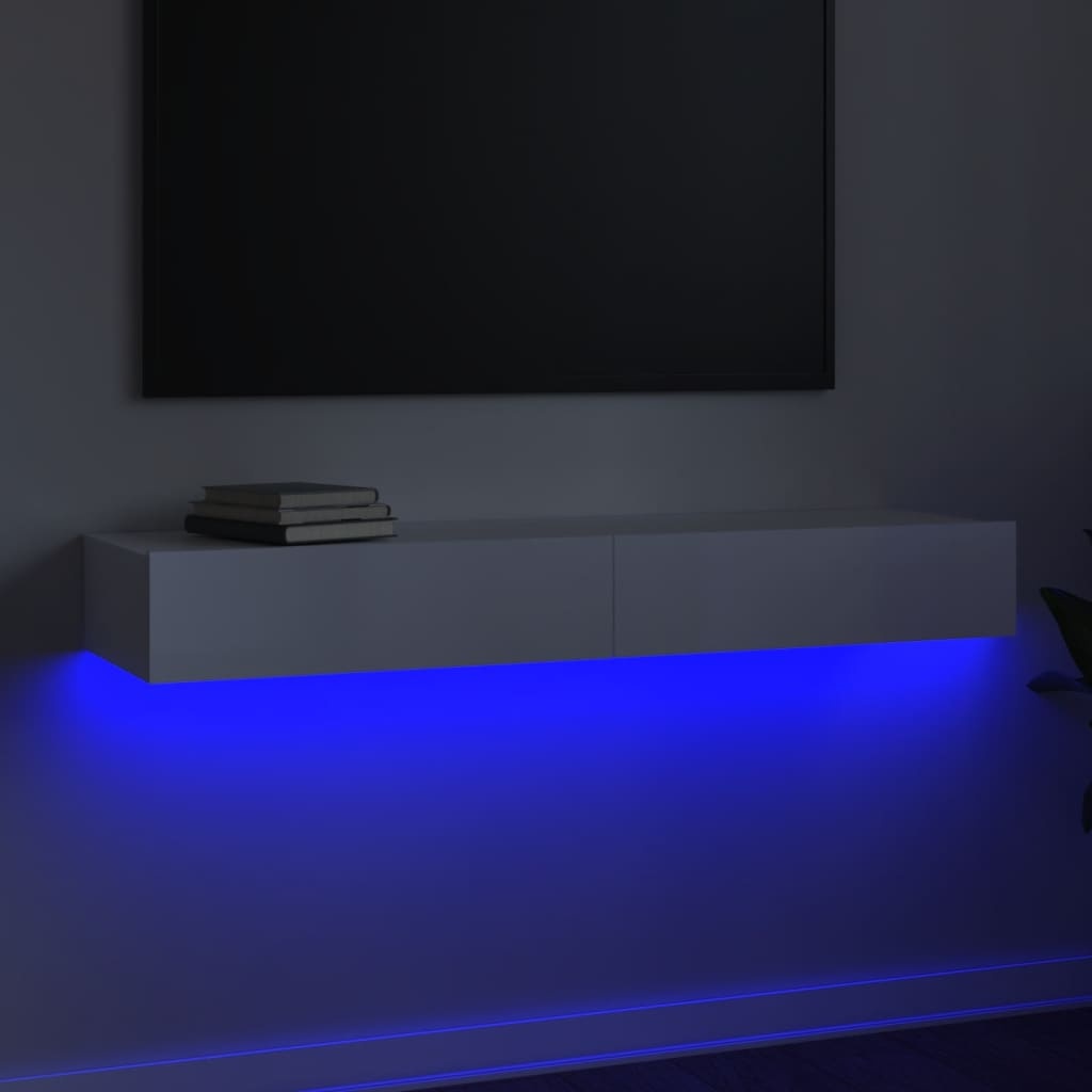 Tv-meubel met LED-verlichting 120x35x15,5 cm hoogglans wit