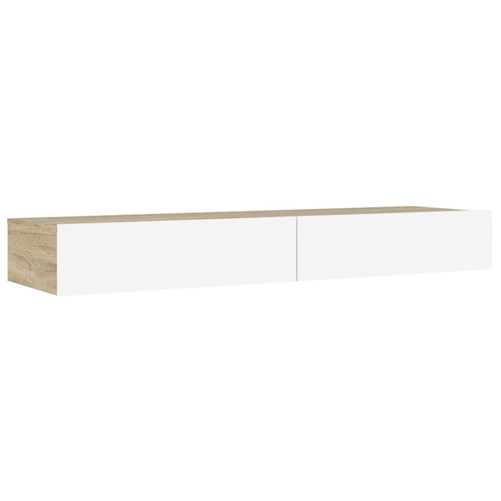 Tv-meubel met LED-verlichting 120x35x15,5 cm wit sonoma eiken