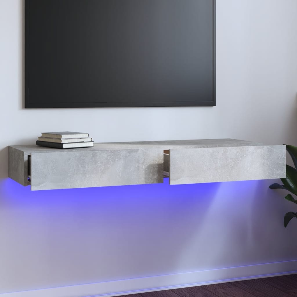 Tv-meubel met LED-verlichting 120x35x15,5 cm betongrijs