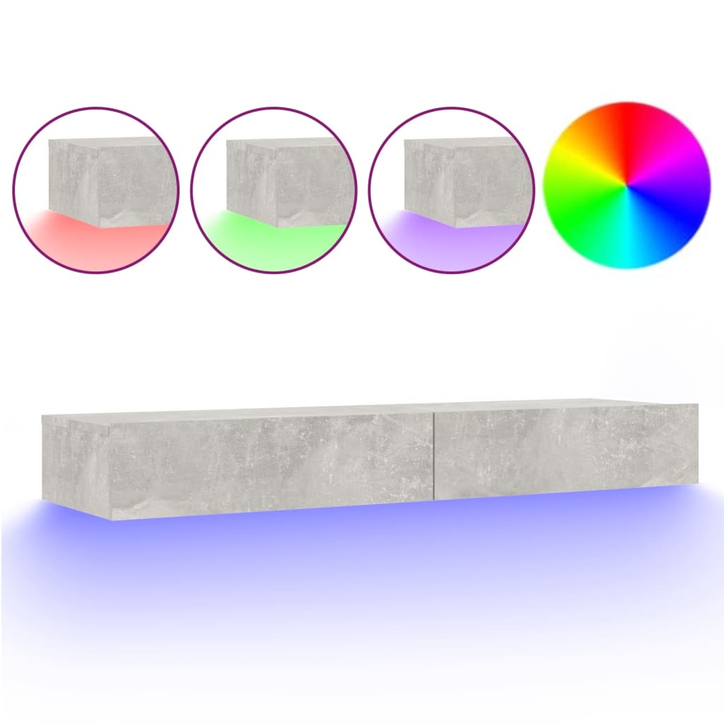 Tv-meubel met LED-verlichting 120x35x15,5 cm betongrijs
