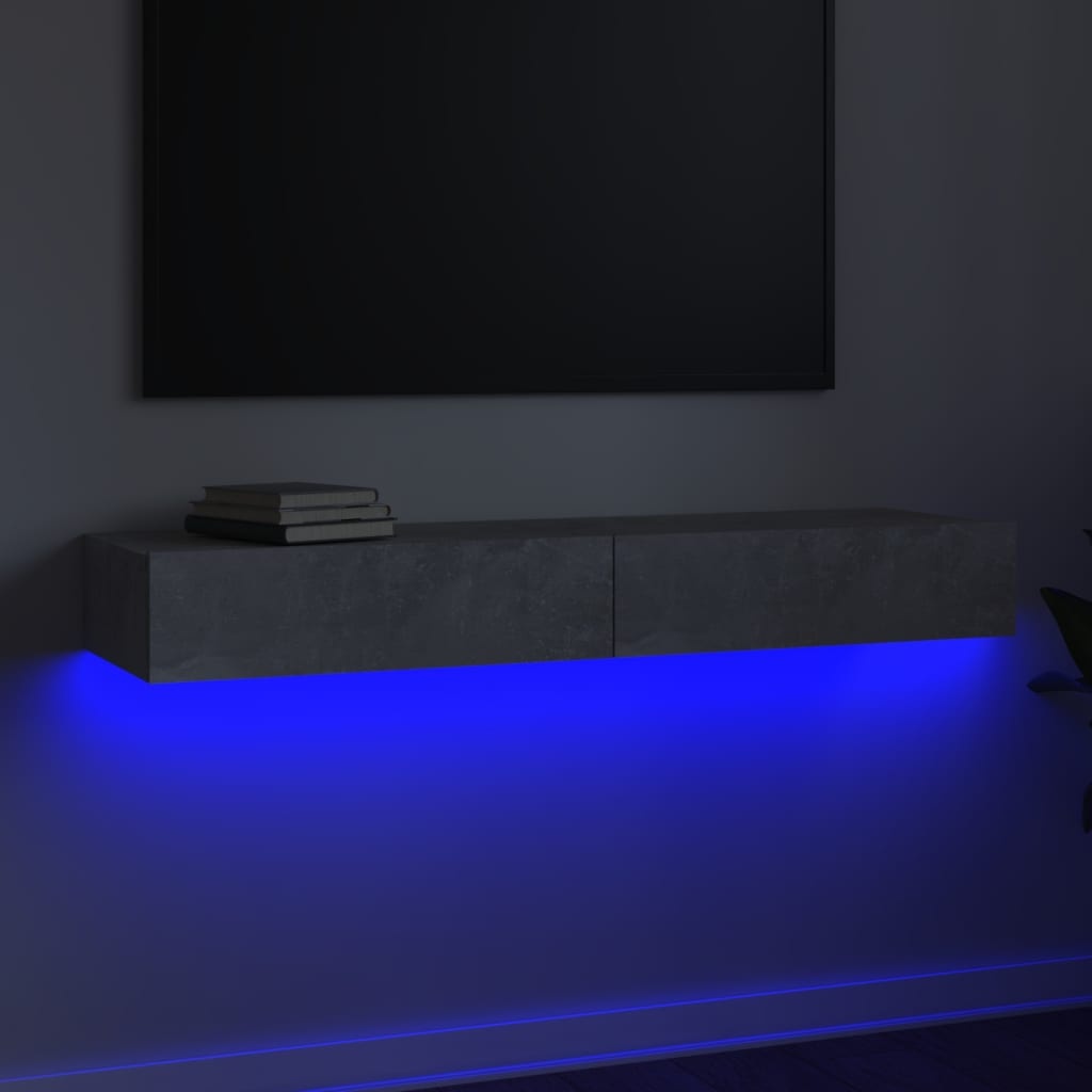 Tv-meubel met LED-verlichting 120x35x15,5 cm betongrijs