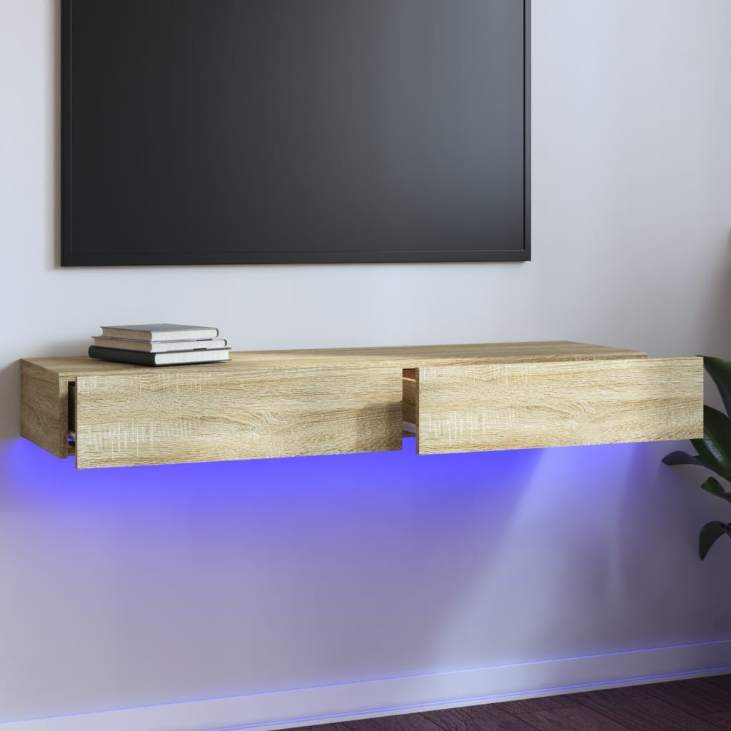 Tv-meubel met LED-verlichting 120x35x15,5 cm sonoma eikenkleur