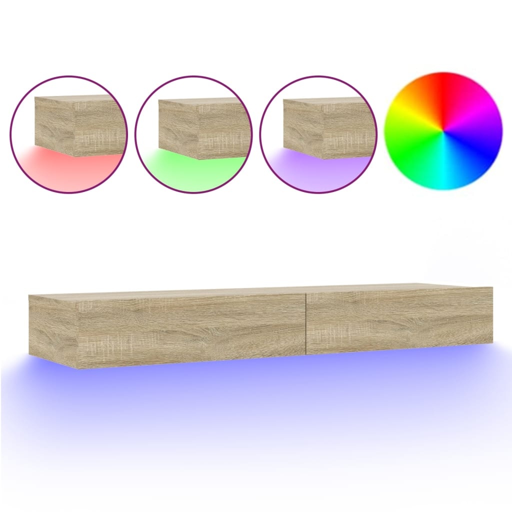 Tv-meubel met LED-verlichting 120x35x15,5 cm sonoma eikenkleur
