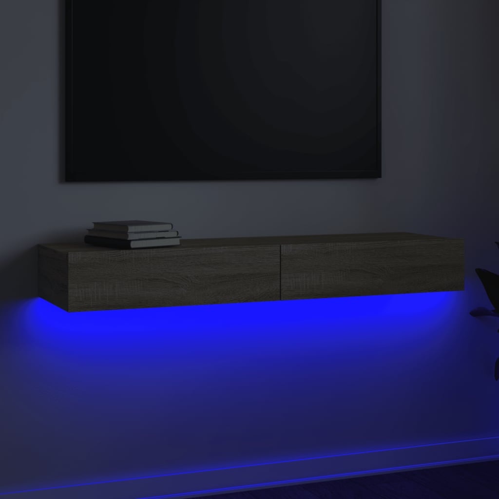 Tv-meubel met LED-verlichting 120x35x15,5 cm sonoma eikenkleur