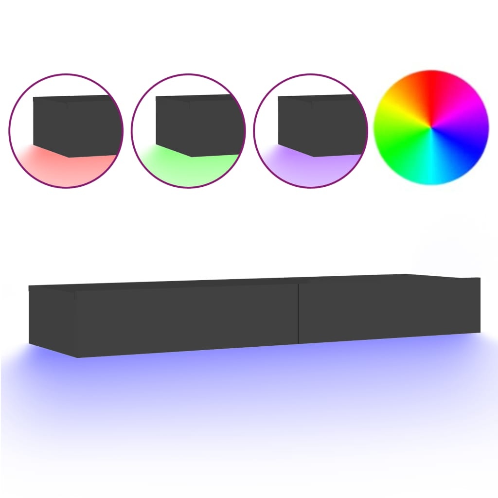 Tv-meubel met LED-verlichting 120x35x15,5 cm grijs