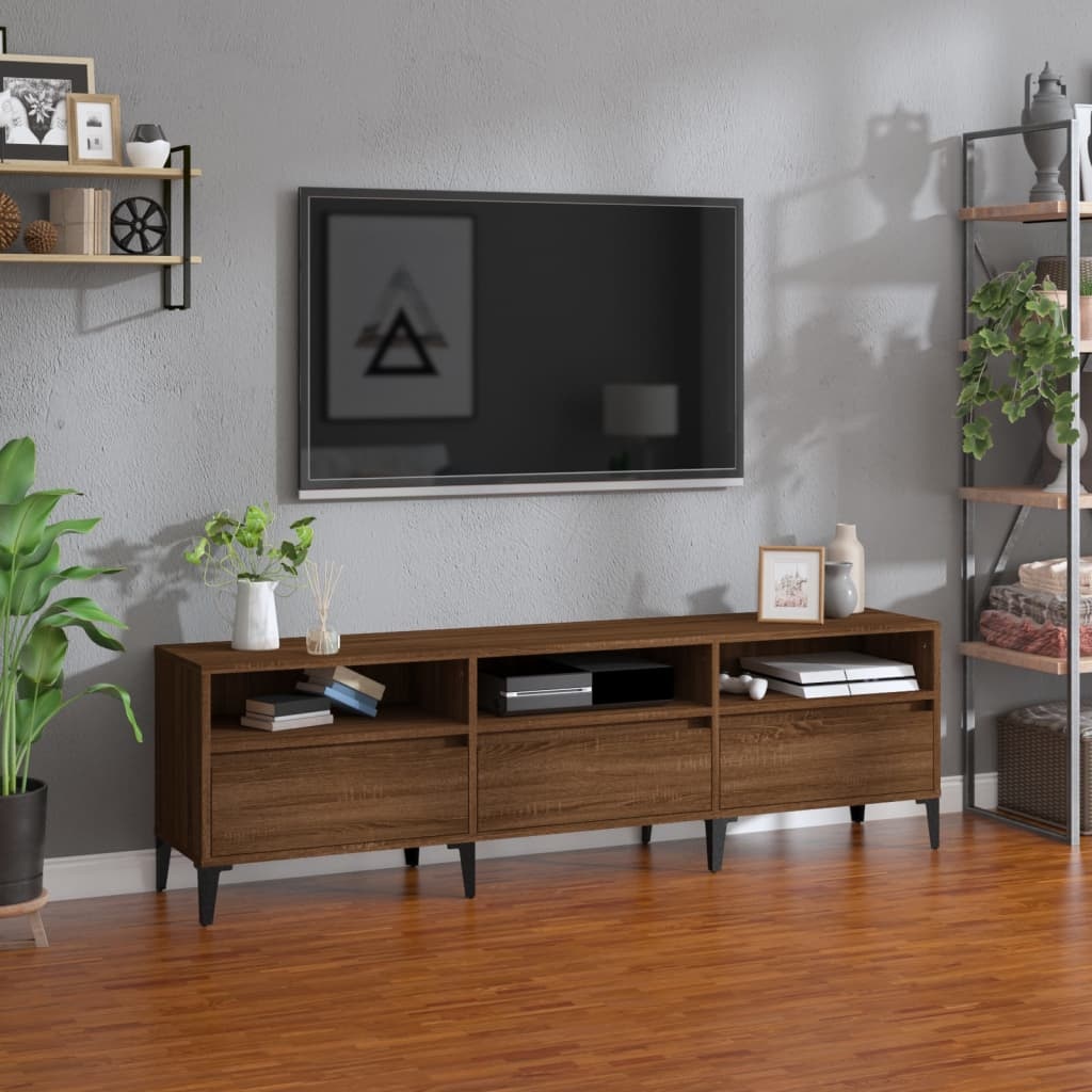 Tv-meubel 150x30x44,5 cm bewerkt hout bruineikenkleurig