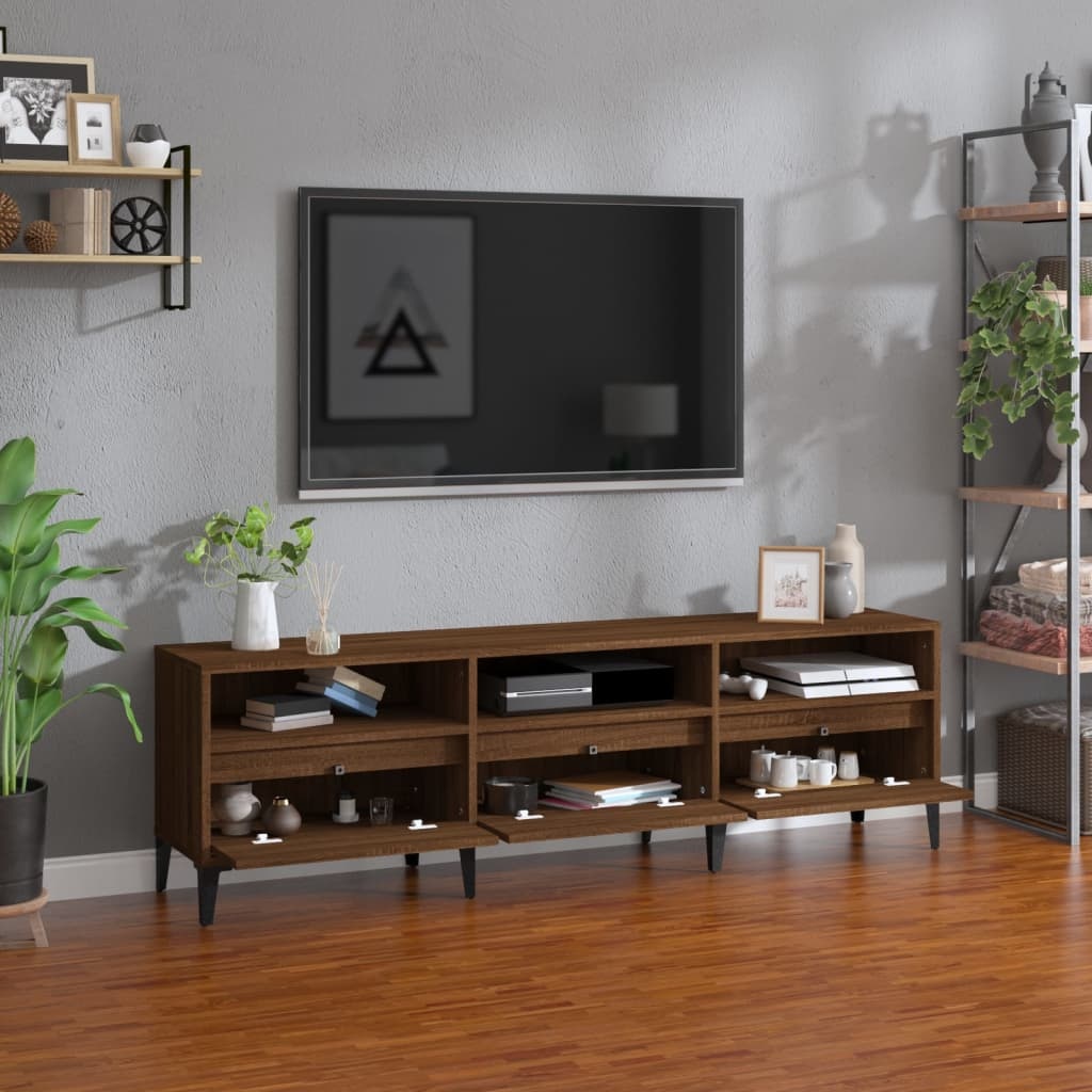 Tv-meubel 150x30x44,5 cm bewerkt hout bruineikenkleurig