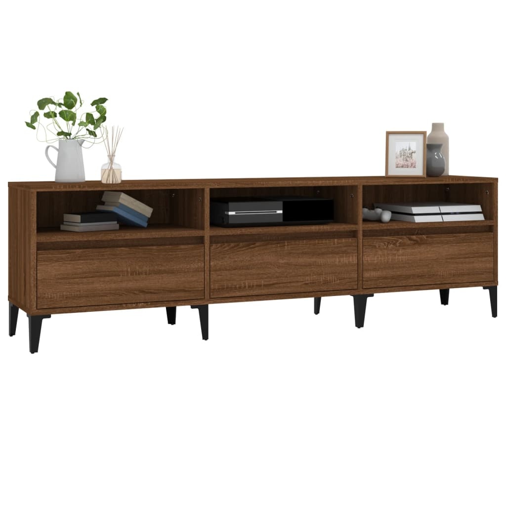 Tv-meubel 150x30x44,5 cm bewerkt hout bruineikenkleurig