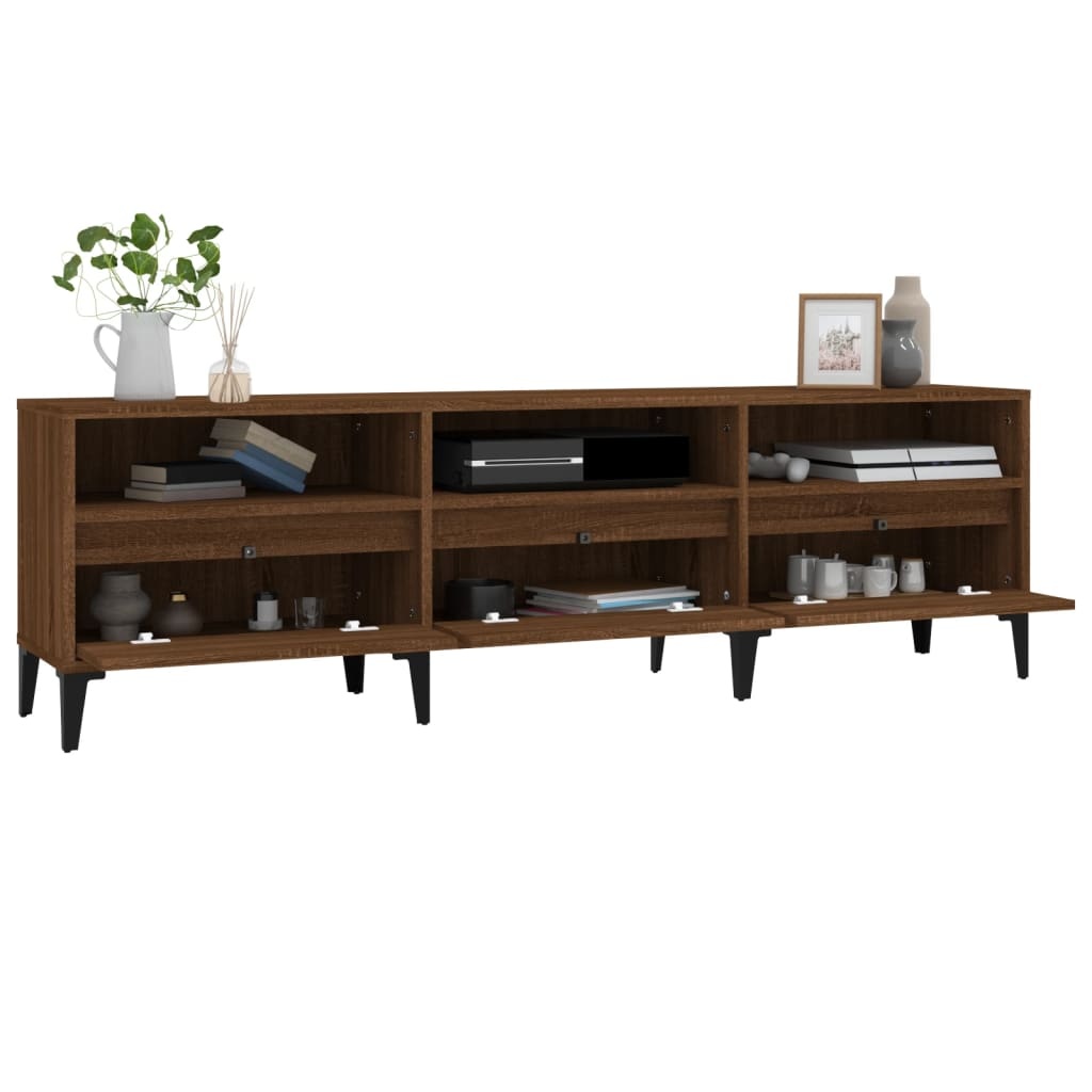 Tv-meubel 150x30x44,5 cm bewerkt hout bruineikenkleurig