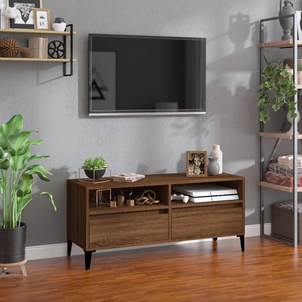 Tv-meubel 100x34,5x44,5 cm bewerkt hout gerookt eikenkleurig