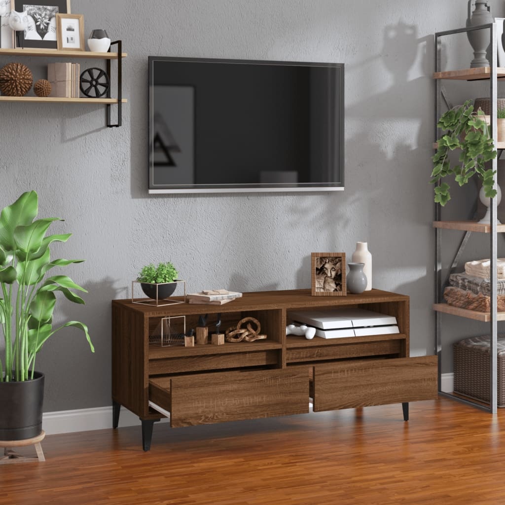 Tv-meubel 100x34,5x44,5 cm bewerkt hout gerookt eikenkleurig
