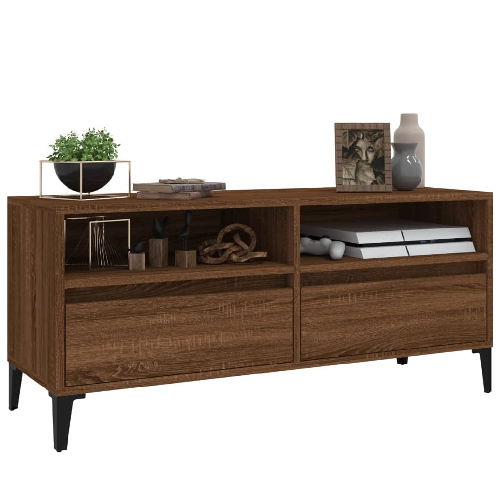 Tv-meubel 100x34,5x44,5 cm bewerkt hout gerookt eikenkleurig