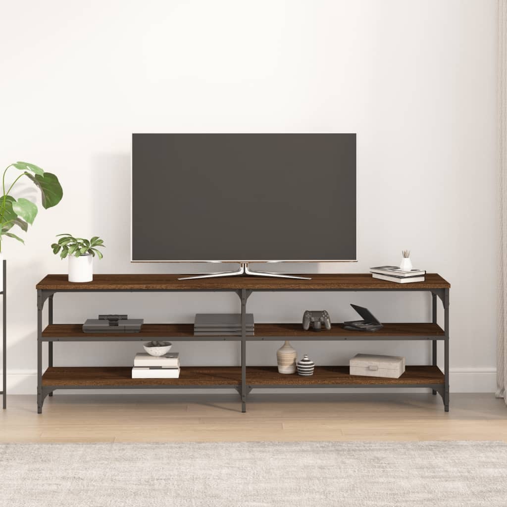 Tv-meubel 160x30x50 cm bewerkt hout bruineikenkleurig