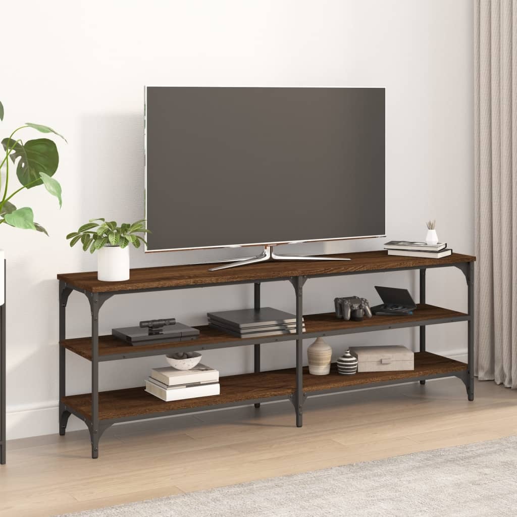 Tv-meubel 140x30x50 cm bewerkt hout bruineikenkleurig