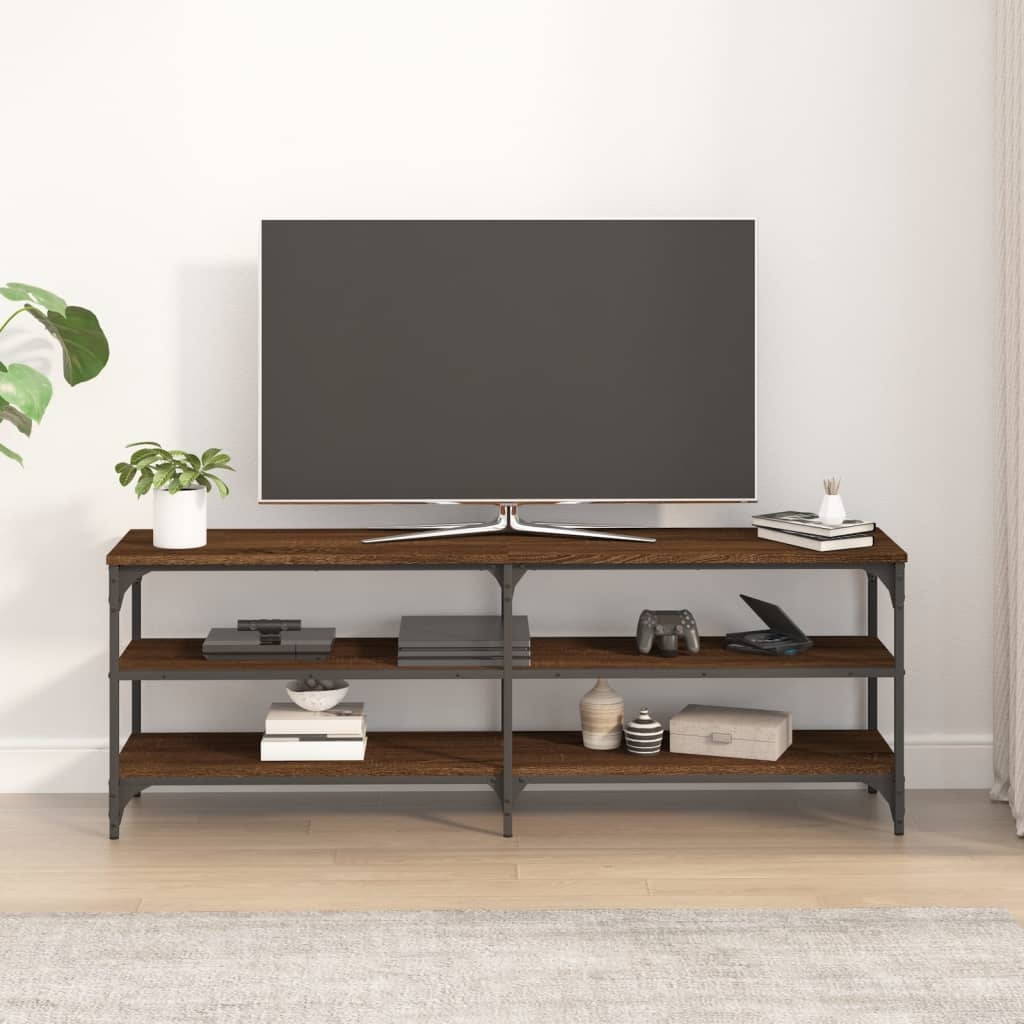 Tv-meubel 140x30x50 cm bewerkt hout bruineikenkleurig