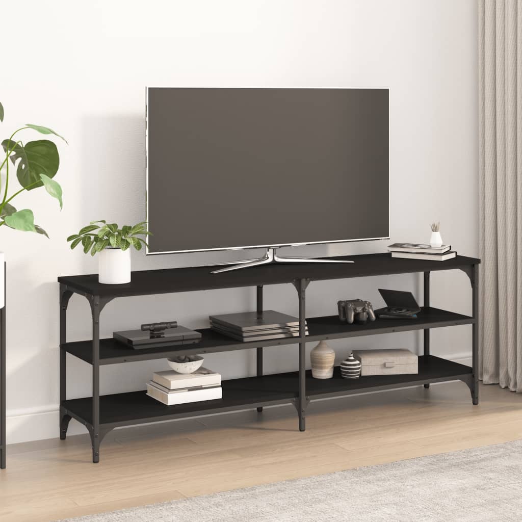 Tv-meubel 140x30x50 cm bewerkt hout zwart