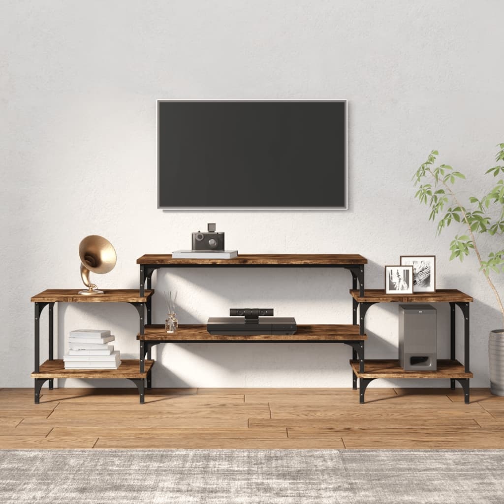 Tv-meubel 157x35x52 cm bewerkt hout gerookt eikenkleurig
