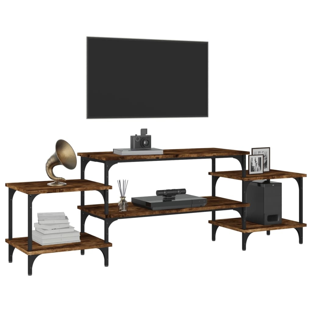 Tv-meubel 157x35x52 cm bewerkt hout gerookt eikenkleurig